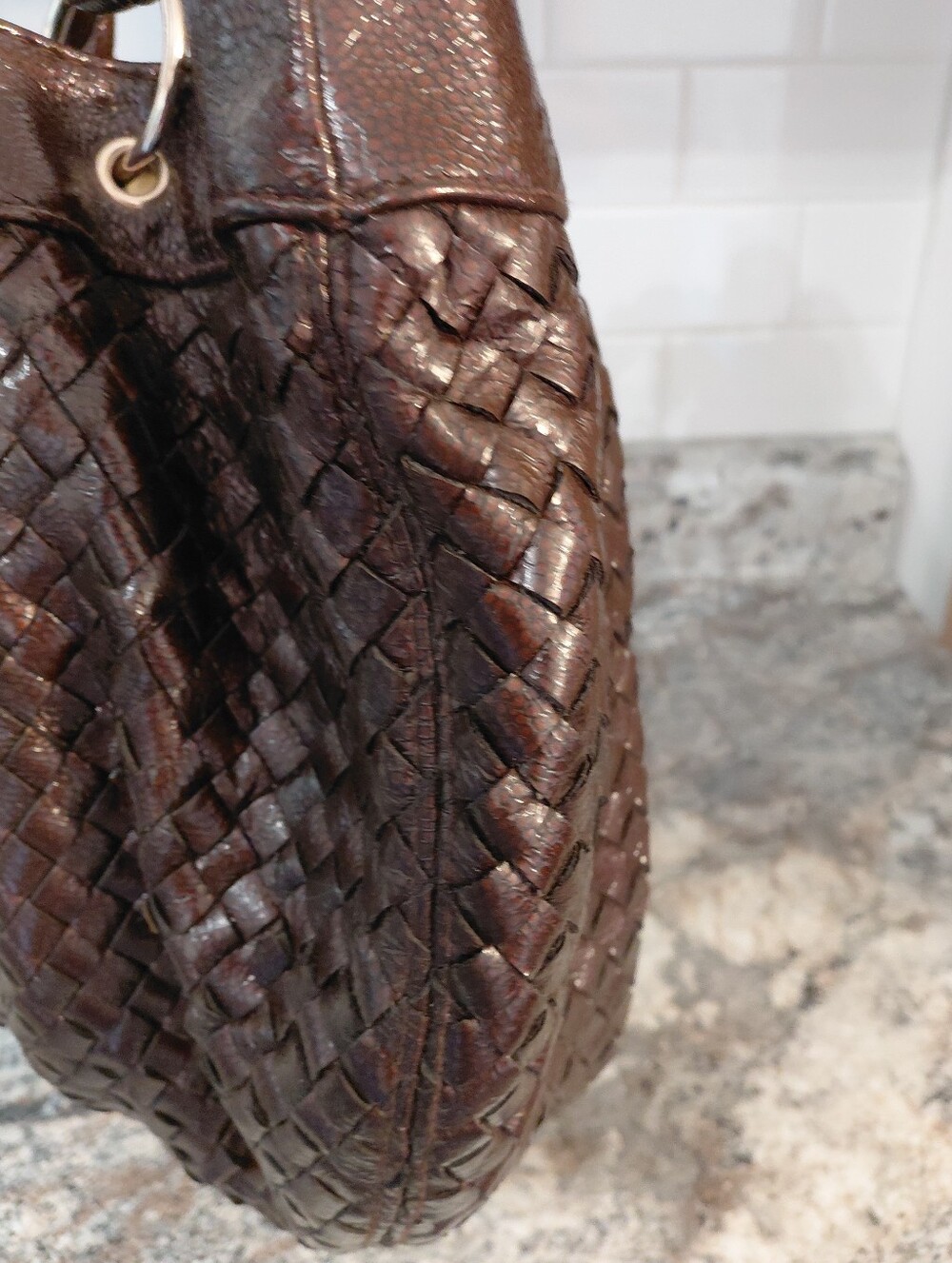 Loeffler Randall For Target Faux Leather Dark Brown Woven Hobo Bag Purse - Picture 9 of 12